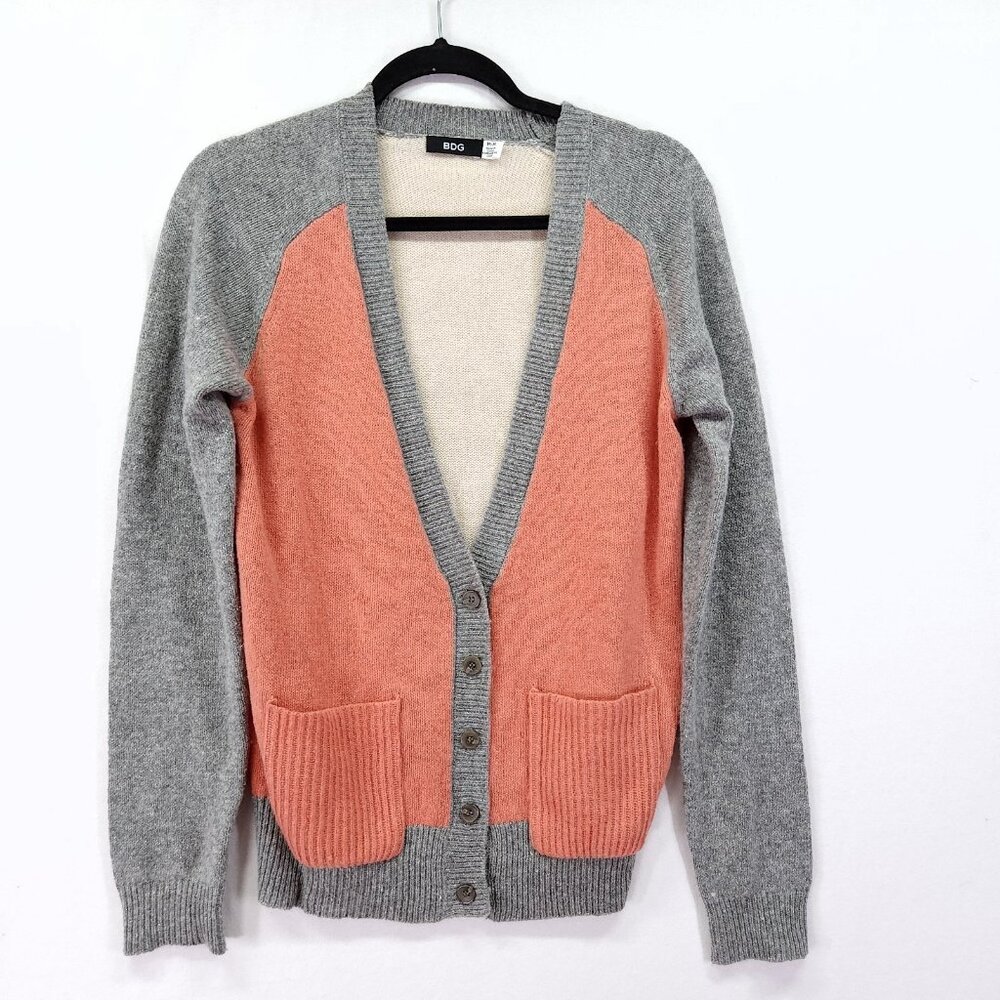BDG Color Block Wool Blend Cardigan Size Medium Button Front